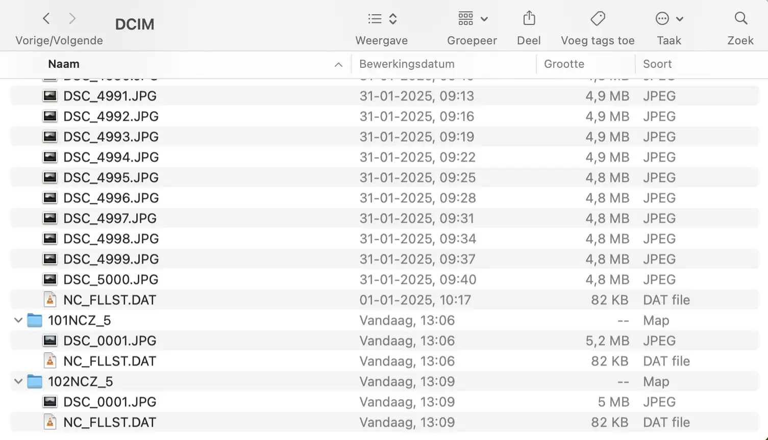 Nikon Z-serie timelapse mapstructuur fout DCIM