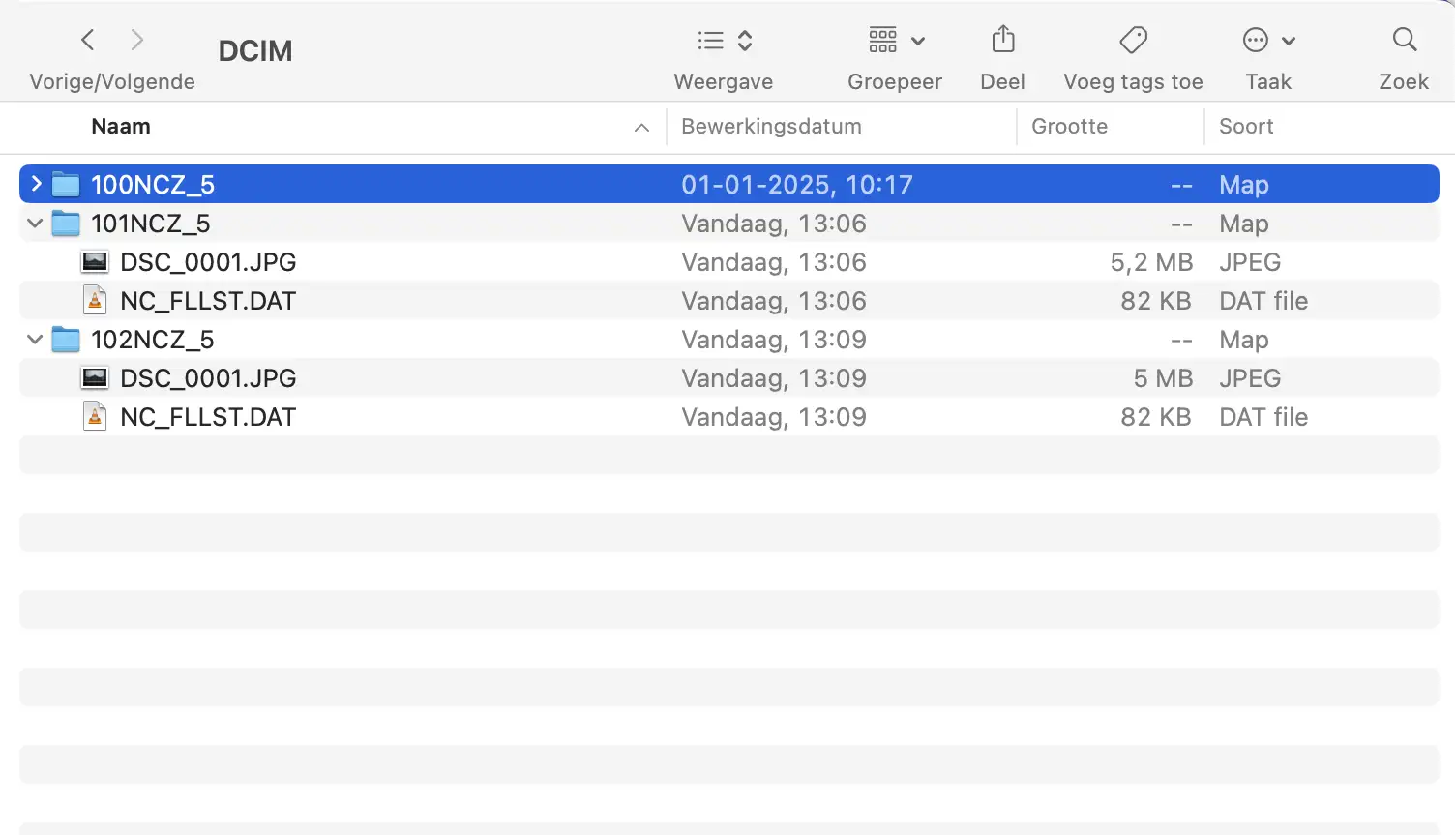 Nikon Z-serie nieuwe mappen met één foto